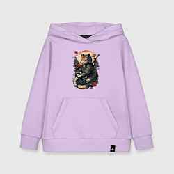 Толстовка детская хлопковая Самурай кот, цвет: лаванда