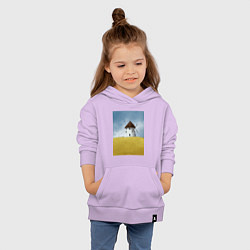 Толстовка детская хлопковая Ветряная мельница в поле, цвет: лаванда — фото 2
