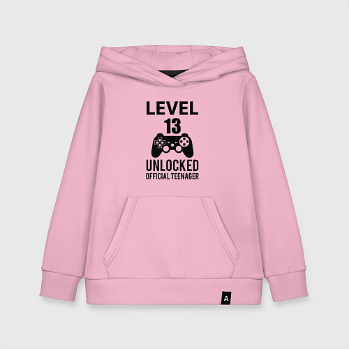 Детская толстовка-худи Level 13 unlocked / Светло-розовый – фото 1