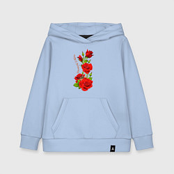 Толстовка детская хлопковая Прекрасная Эвелина - букет из роз, цвет: мягкое небо