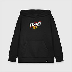 Толстовка детская хлопковая Чикаго Блэкхокс название команды и логотип, цвет: черный