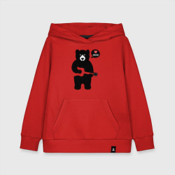 Толстовка детская хлопковая Мишка любит музыку, цвет: красный
