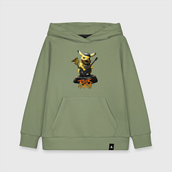 Толстовка детская хлопковая Пикачу рокер с гитарой, цвет: авокадо