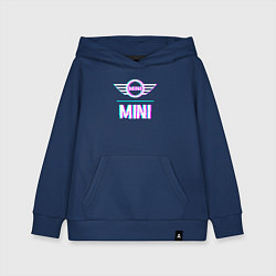 Толстовка детская хлопковая Значок Mini в стиле glitch, цвет: тёмно-синий