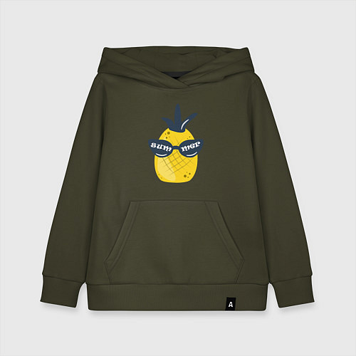 Детская толстовка-худи Солнечный ананас / Хаки – фото 1