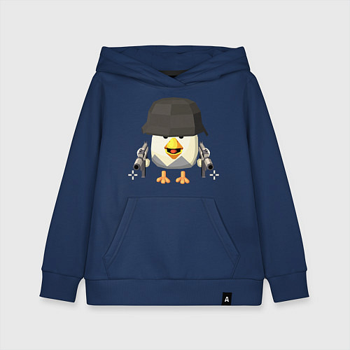 Детская толстовка-худи Chicken Gun в каске / Тёмно-синий – фото 1
