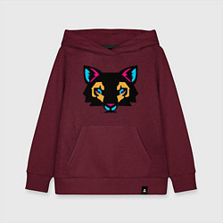 Толстовка детская хлопковая Яркий абстрактный кот, цвет: меланж-бордовый