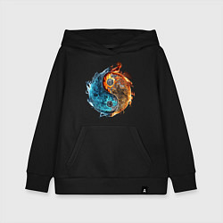 Толстовка детская хлопковая Стихии огня и воды, цвет: черный