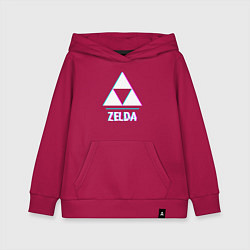 Толстовка детская хлопковая Zelda в стиле glitch и баги графики, цвет: маджента