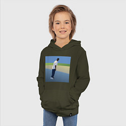 Толстовка детская хлопковая Беспечный скейтбордист, цвет: хаки — фото 2
