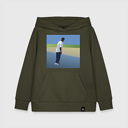 Толстовка детская хлопковая Беспечный скейтбордист, цвет: хаки