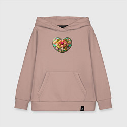 Толстовка детская хлопковая Цветы в сердце, цвет: пыльно-розовый
