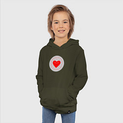 Толстовка детская хлопковая Красное сердце с серым фоном, цвет: хаки — фото 2
