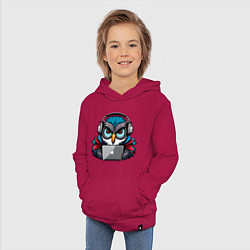 Толстовка детская хлопковая Never sleep owl, цвет: маджента — фото 2