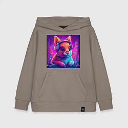 Толстовка детская хлопковая Киберпанк-белка с глазными имплантами, цвет: утренний латте