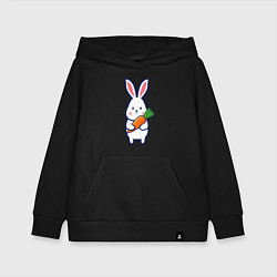 Толстовка детская хлопковая Милый заяц с морковью, цвет: черный