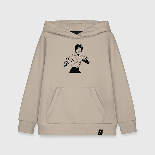 Детская толстовка-худи Брюс Ли в крови / Миндальный – фото 1
