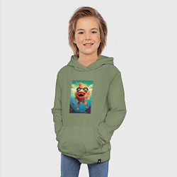 Толстовка детская хлопковая Карп в солнечных очках, цвет: авокадо — фото 2