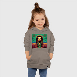 Толстовка детская хлопковая Digital Art Bob Marley in the field, цвет: утренний латте — фото 2