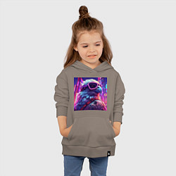 Толстовка детская хлопковая Сокол в ярких лучах неонового города, цвет: утренний латте — фото 2