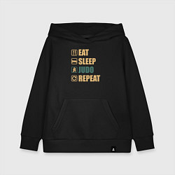 Толстовка детская хлопковая Eat sleep judo, цвет: черный
