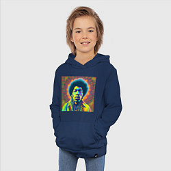 Толстовка детская хлопковая Jimi Hendrix Magic Glitch Art, цвет: тёмно-синий — фото 2