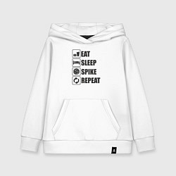 Толстовка детская хлопковая Eat sleep spike, цвет: белый