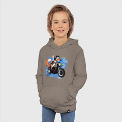Толстовка детская хлопковая Лис на мотоцикле, цвет: утренний латте — фото 2