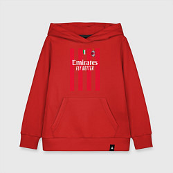 Толстовка детская хлопковая Рафаэль Леао ФК Милан форма 2223 домашняя, цвет: красный