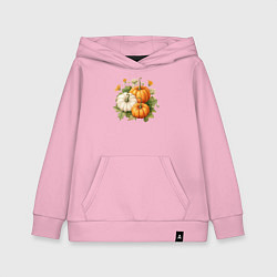 Толстовка детская хлопковая Тыквы акварель иллюстрация, цвет: светло-розовый