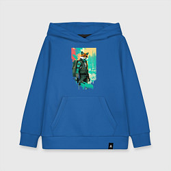 Толстовка детская хлопковая Лис-геолог - нейросеть, цвет: синий