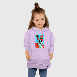 Толстовка детская хлопковая Морда лисы - поп-арт - нейросеть, цвет: лаванда — фото 2
