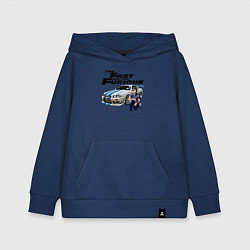 Толстовка детская хлопковая Брайан ОКоннер Nissan Skyline R34, цвет: тёмно-синий