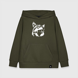 Толстовка детская хлопковая Голова волка Wolf head, цвет: хаки