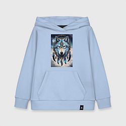 Толстовка детская хлопковая Шаман волк, цвет: мягкое небо