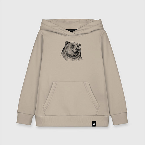Детская толстовка-худи Медведь улыбается / Миндальный – фото 1