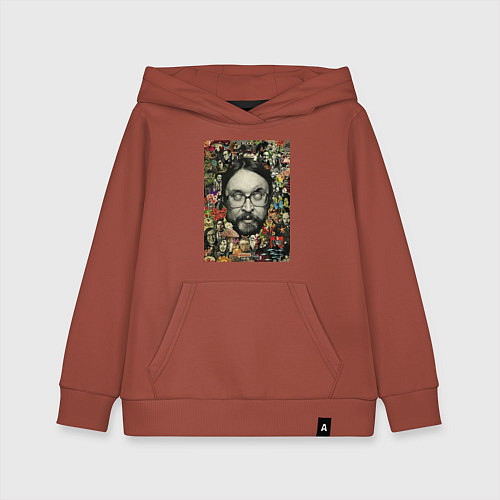 Детская толстовка-худи Егор Летов коллаж / Кирпичный – фото 1