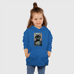 Толстовка детская хлопковая Крутой котяра - киберпанк, цвет: синий — фото 2