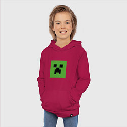 Толстовка детская хлопковая Minecraft creeper face, цвет: маджента — фото 2