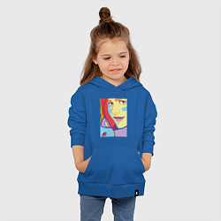 Толстовка детская хлопковая Яркий женский портрет в стиле поп-арт, цвет: синий — фото 2