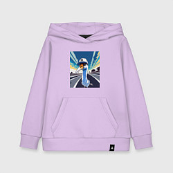 Толстовка детская хлопковая Аист в кепке, цвет: лаванда