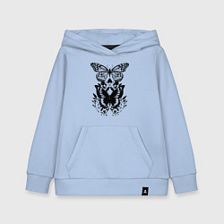 Толстовка детская хлопковая Две бабочки - татуировка, цвет: мягкое небо