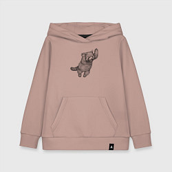 Толстовка детская хлопковая Красная панда в прыжке, цвет: пыльно-розовый