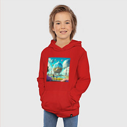 Толстовка детская хлопковая Счастливый мир будущего, цвет: красный — фото 2
