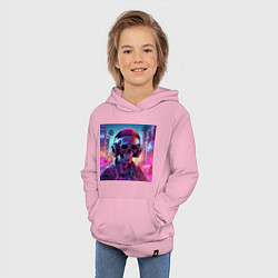 Толстовка детская хлопковая Скелет с кудрявыми волосами, цвет: светло-розовый — фото 2