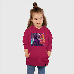Толстовка детская хлопковая Скелет в куртке в лучах неонового света, цвет: маджента — фото 2
