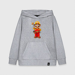 Толстовка детская хлопковая Марио-строитель, цвет: меланж