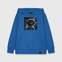 Толстовка детская хлопковая Черный котик космонавт, цвет: синий