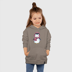 Толстовка детская хлопковая Милый пингвин в наушниках, цвет: утренний латте — фото 2