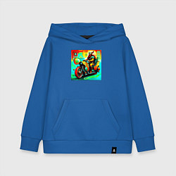 Толстовка детская хлопковая Викинг на мотоцикле, цвет: синий
